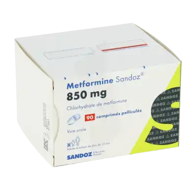 Metformine Sandoz 850 Mg, Comprimé Pelliculé à SAINT-PRIEST