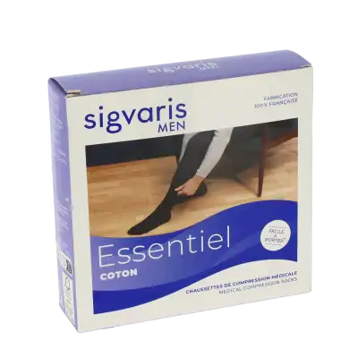 Sigvaris Essentiel Coton Chaussettes  Homme Classe 2 Marine Large Normal à Égletons