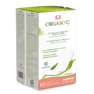Organyc Serviette Périodique Maternité Coton Bio Premiers Jours Sachet/12 à Paris