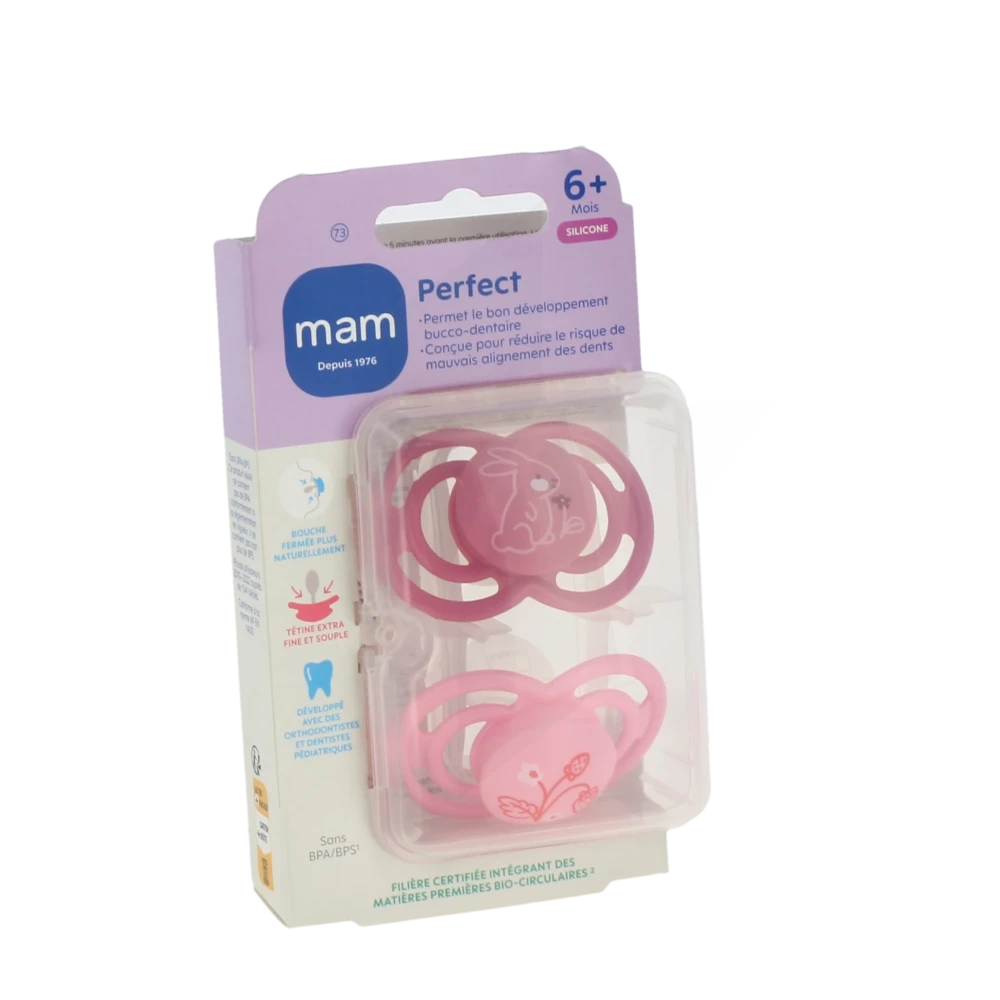 Mam Perfect Sucette Anatomique Silicone +6mois Animaux B/2