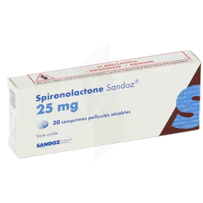 SPIRONOLACTONE SANDOZ 25 mg, comprimé pelliculé sécable