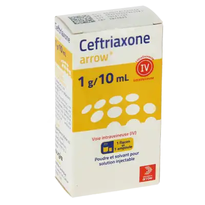 CEFTRIAXONE ARROW 1 g/10 ml, poudre et solvant pour solution injectable (IV)