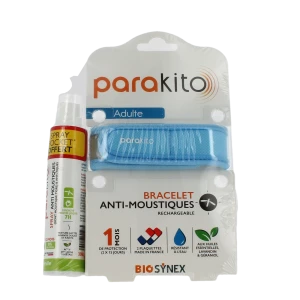 Parakito Bracelet Anti-moustique Adulte Bleu +spray Offert 30ml