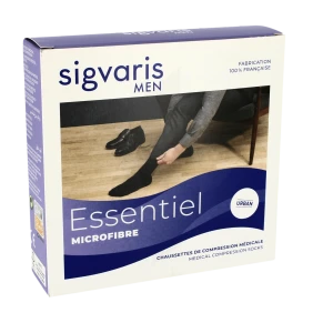 Sigvaris Essentiel Microfibre Chaussettes  Homme Classe 2 Gris Clair Small Normal