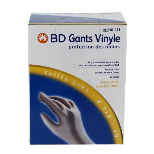 Bd Gants Vinyle, Large - Extralarge, 8 1/2 - 10, Bt 50
