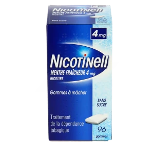 Nicotinell Menthe Fraicheur 4 Mg Sans Sucre, Gomme à Mâcher Médicamenteuse