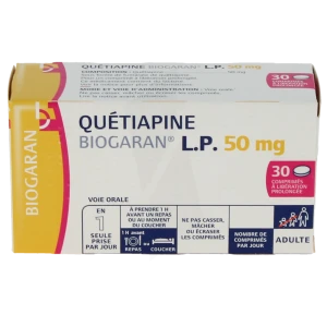 Quetiapine Biogaran Lp 50 Mg, Comprimé à Libération Prolongée
