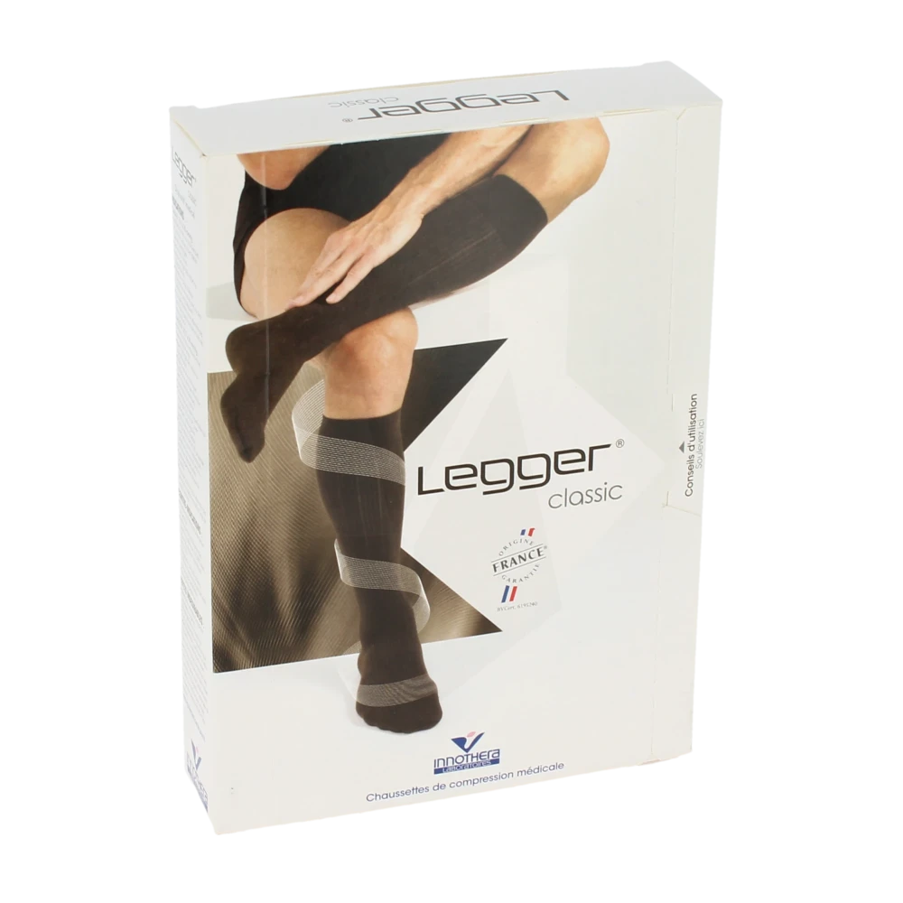 Legger® Classic Classe Ii Chaussettes Noir Taille 3 Normal Pied Fermé