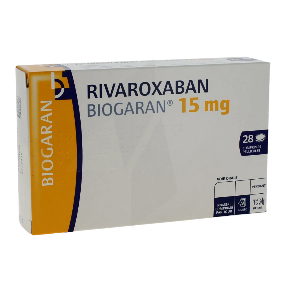 Rivaroxaban Biogaran 15 Mg Cpr Pell Plq/28