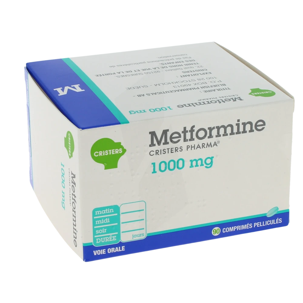 Metformine Cristers Pharma 1000 Mg, Comprimé Pelliculé