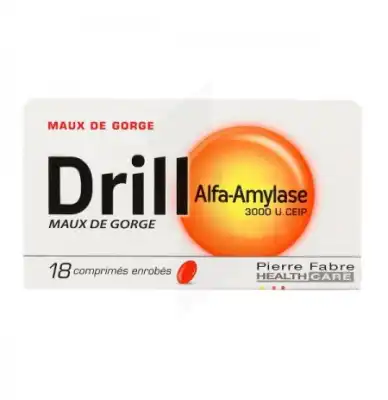 DRILL ALFA-AMYLASE 3000 U CEIP Cpr enr maux de gorge Plq/18