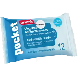 Assanis Pocket Lingette Antibactérienne Mains Paquet/12 à NICE