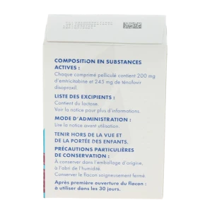 Emtricitabine/tenofovir Disoproxil Sandoz 200 Mg/245 Mg, Comprimé Pelliculé