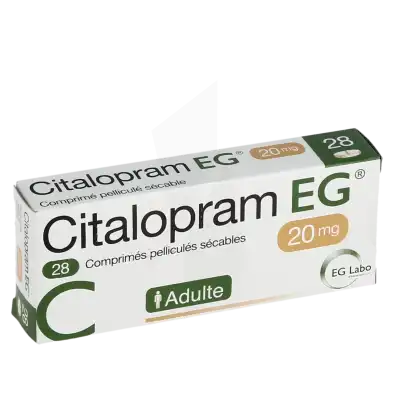 Citalopram Eg 20 Mg, Comprimé Pelliculé Sécable à NOROY-LE-BOURG