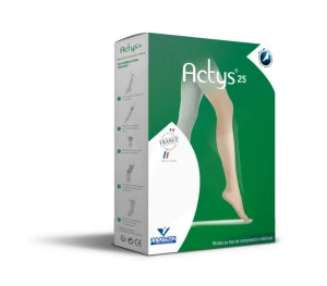 Actys® 20 Femme Classe Ii Mi-bas Beige Taille 2 Normal Pied Ouvert