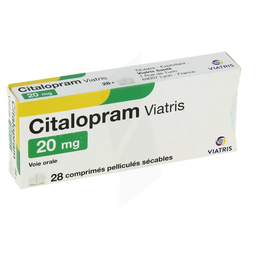 Citalopram Viatris 20 Mg, Comprimé Pelliculé Sécable
