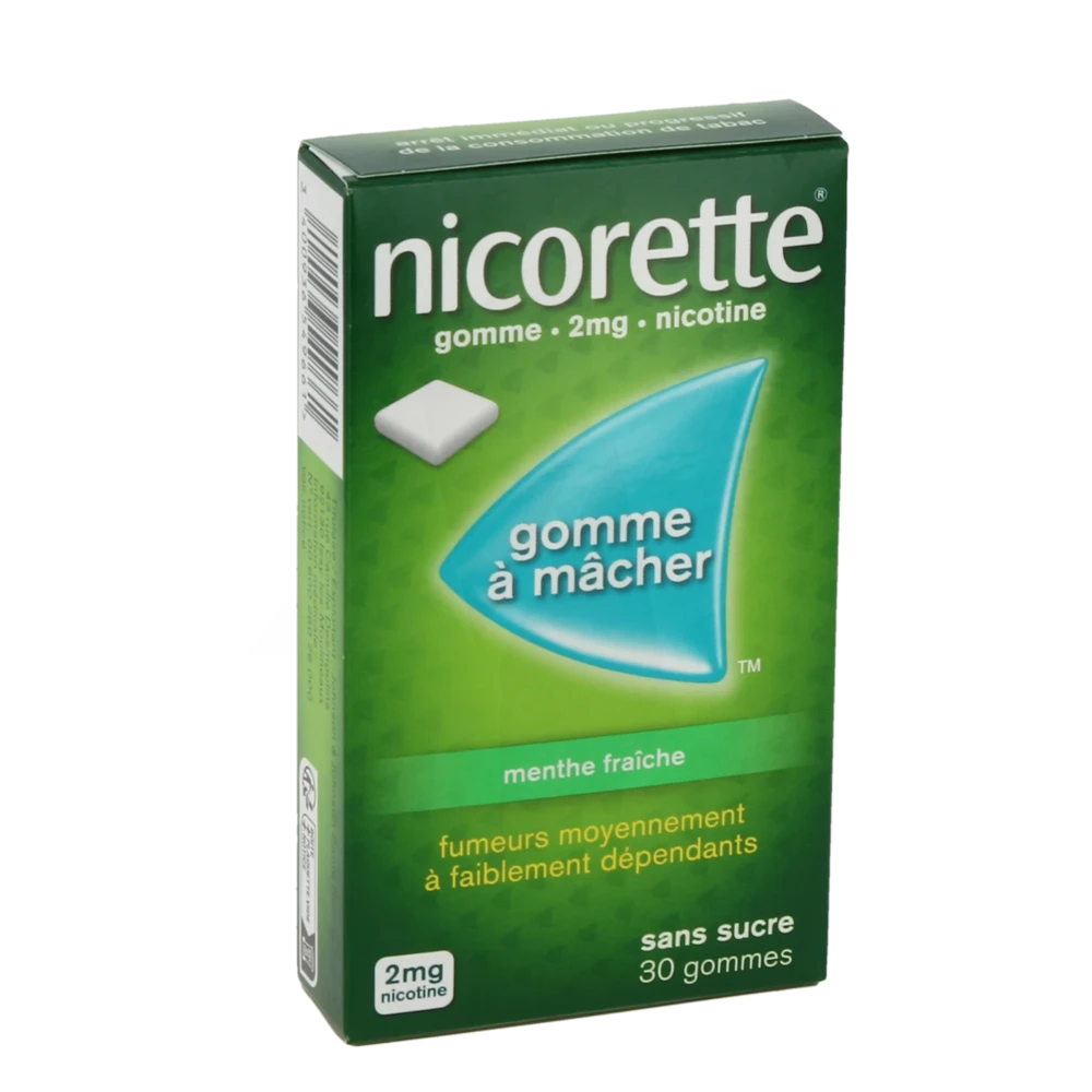Nicorette 2 Mg Gom à Mâcher Médic Sans Sucre Menthe Fraîche Plq/30gom