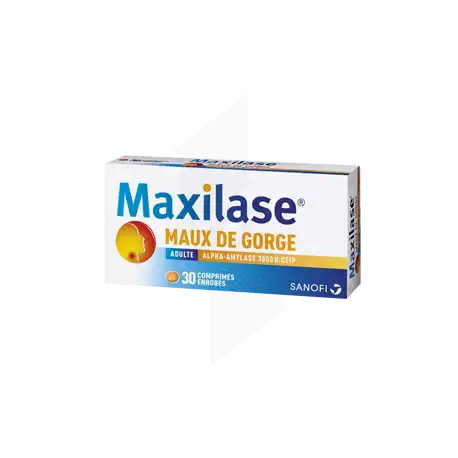 Maxilase Maux De Gorge Alpha-amylase 3000 U. Ceip, Comprimé Enrobé
