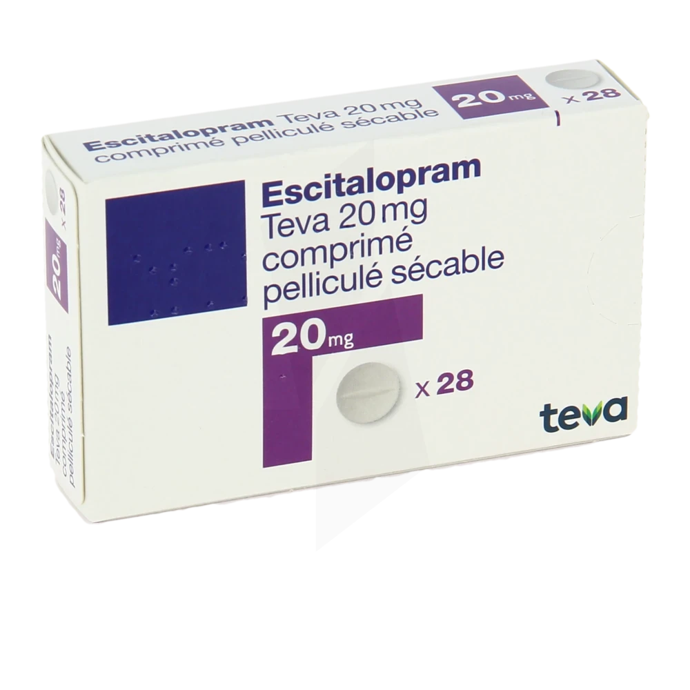 Escitalopram Teva 20 Mg, Comprimé Pelliculé Sécable