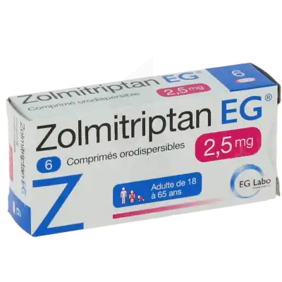 ZOLMITRIPTAN EG 2,5 mg, comprimé orodispersible