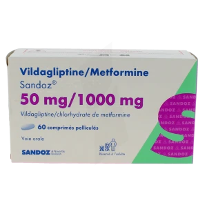 Vildagliptine/metformine Sandoz 50 Mg/1000 Mg, Comprimé Pelliculé
