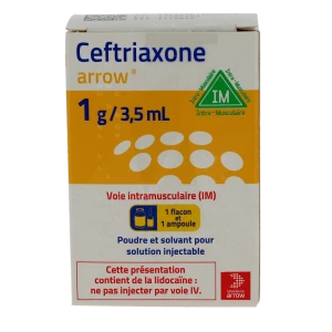 Ceftriaxone Arrow 1 G/3,5 Ml, Poudre Et Solvant Pour Solution Injectable (im)