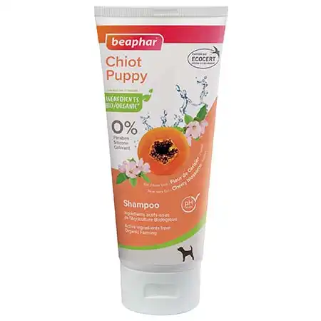 Beaphar Shampooing Chiots Labellisé Ecocert Extraits Naturels De Fleur De Cerisier & De Papaye 200ml