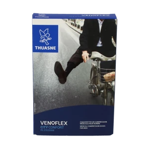 Thuasne Venoflex City 2 Chaussette Fil D'écosse Confort Homme Pied Fermé Noir T5n