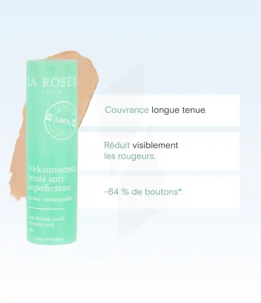 La Rosée Stick Correcteur Teinté Anti-imperfections Rechargeable Au Zinc 5,5g