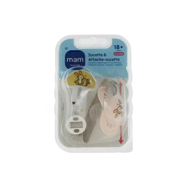Mam Kit Sucette+attache-sucette Silicone 18mois + Etui/1