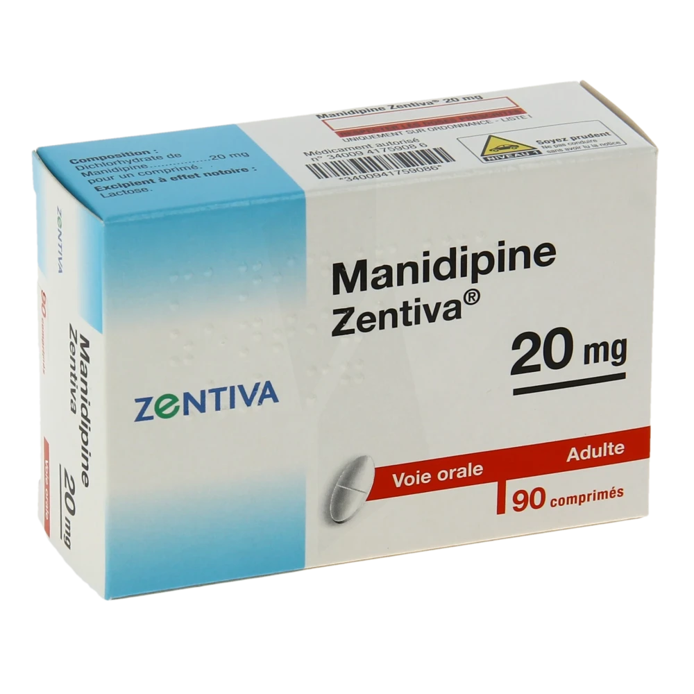 Manidipine Zentiva 20 Mg, Comprimé