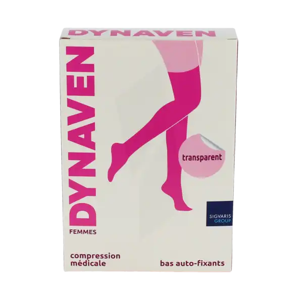 Dynaven Transparent Bas Auto-fixants  Femme Classe 2 Noir Medium Normal