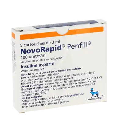 Novorapid Penfill 100 Unités/ml, Solution Injectable En Cartouche à LE LAVANDOU