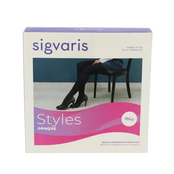 Sigvaris Styles Opaque Bas Auto-fixants  Femme Classe 2 Noir Medium Normal