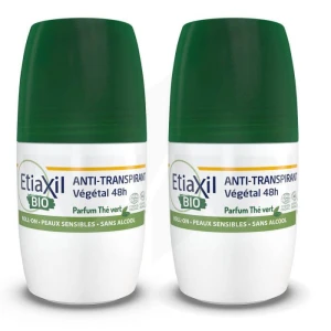 Etiaxil Végétal Déodorant Anti-transpirant 48h Thé Vert Bio 2roll-on/50ml