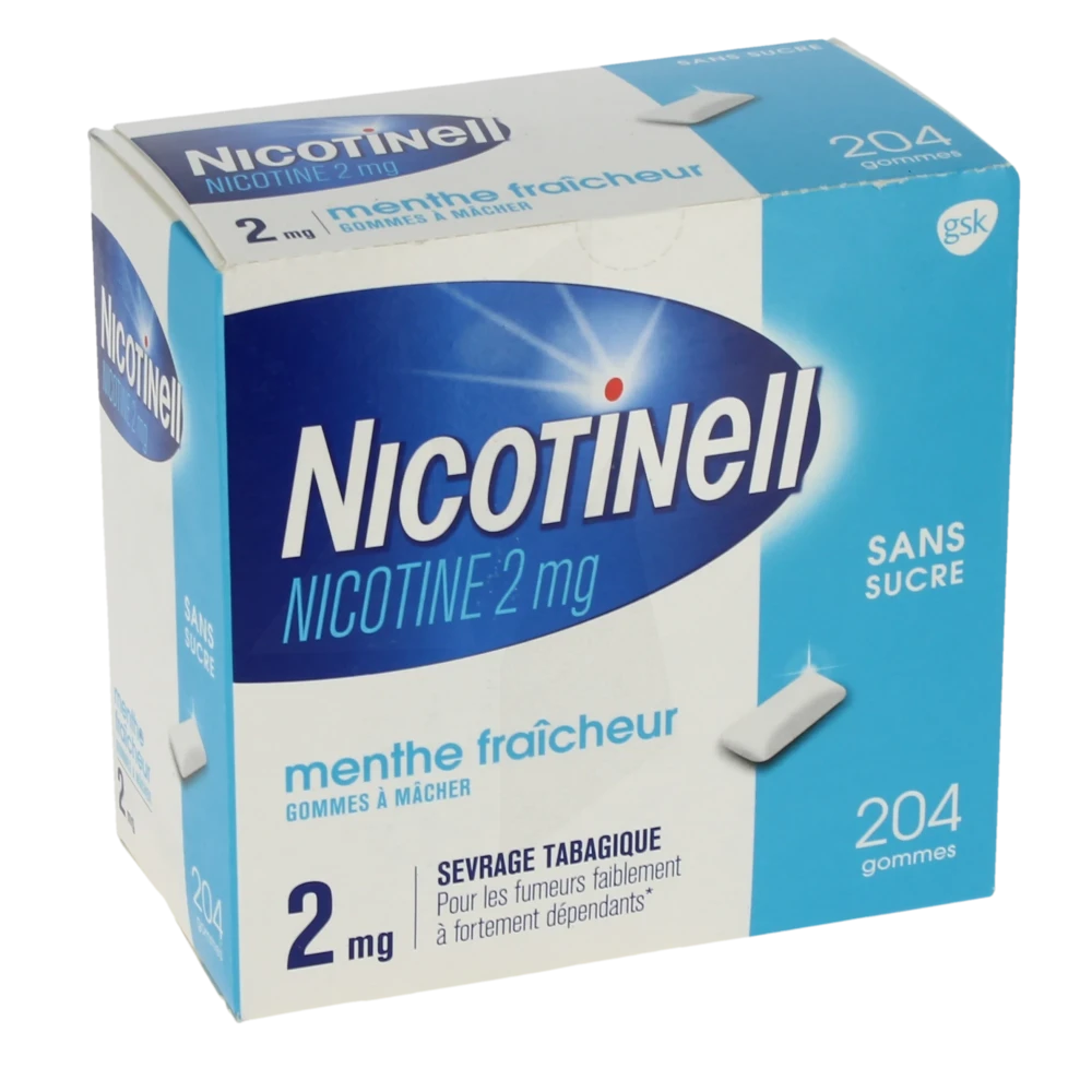 Nicotinell Menthe Fraicheur 2 Mg Sans Sucre, Gomme à Mâcher Médicamenteuse