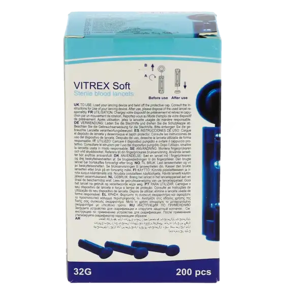 Vitrex Soft 32g Lancette Stérile Pour Autopiqueur Bleu B/200
