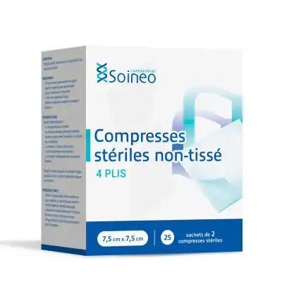 Soineo Compresses Stérile Non Tissé 7,5x7,5cm 25 Sachets/2 à Avon