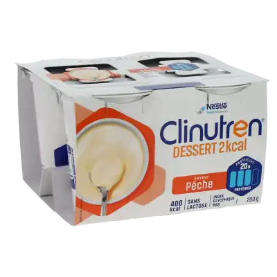 Clinutren Dessert 2.0 Kcal Nutriment Pêche 4 Cups/200g à Bassens