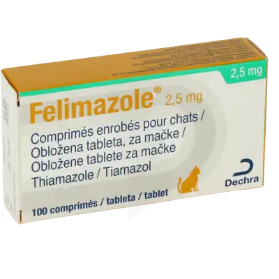 FELIMAZOLE 2,5 MG COMPRIMES ENROBES POUR CHATS, Comprimé enrobé