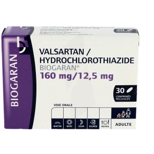 Valsartan Hydrochlorothiazide Biogaran 160 Mg/12,5 Mg, Comprimé Pelliculé