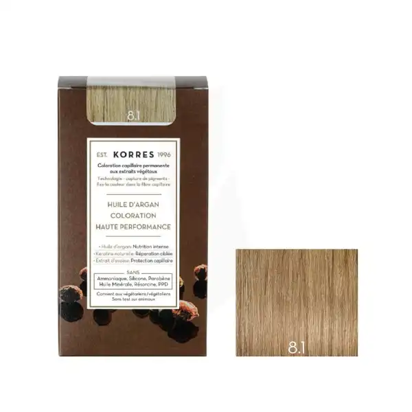 Korres Coloration Permanente à L'huile D'argan 8.1 Blond Clair Cendré Kit