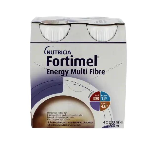 Fortimel Energy Multi Fibre Nutriment Chocolat 4 Bouteilles/200ml