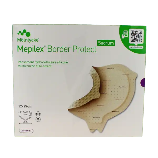 Mepilex Border Sacrum Protect Pansement Hydrocellulaire Siliconé 22x25 Cm Boîte De 10