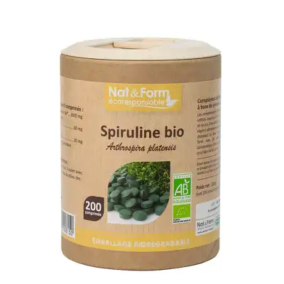 Nat&form Eco Responsable Spiruline Bio Comprimés B/200 à OULLINS