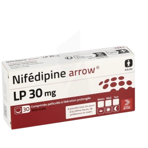 Nifedipine Arrow L.p. 30 Mg, Comprimé Pelliculé à Libération Prolongée