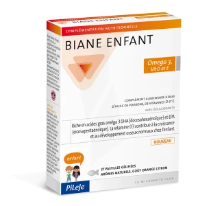 Pileje Biane Enfant Oméga 3, Vitamine D Et E 27 Pastilles Gélifiées