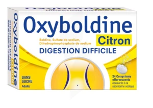 Oxyboldine Citron Sans Sucre, Comprimé Effervescent édulcoré à La Saccharine Sodique