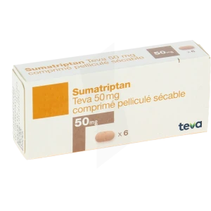 Sumatriptan Teva 50 Mg, Comprimé Pelliculé Sécable