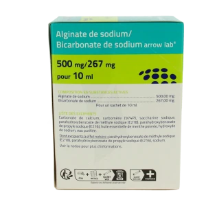 Alginate De Sodium/bicarbonate De Sodium Arrow Lab 500 Mg/267 Mg Pour 10 Ml, Suspension Buvable En Sachet
